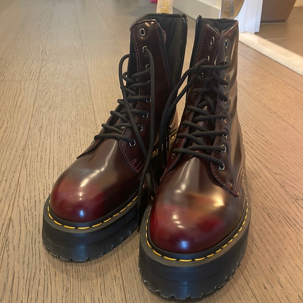 Dr. Martens Jadon Cherry Red Arcadia Women’s Platform Boots